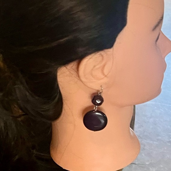 Earrings, (GUC) pierced purple glass jewelry - Picture 1 of 16